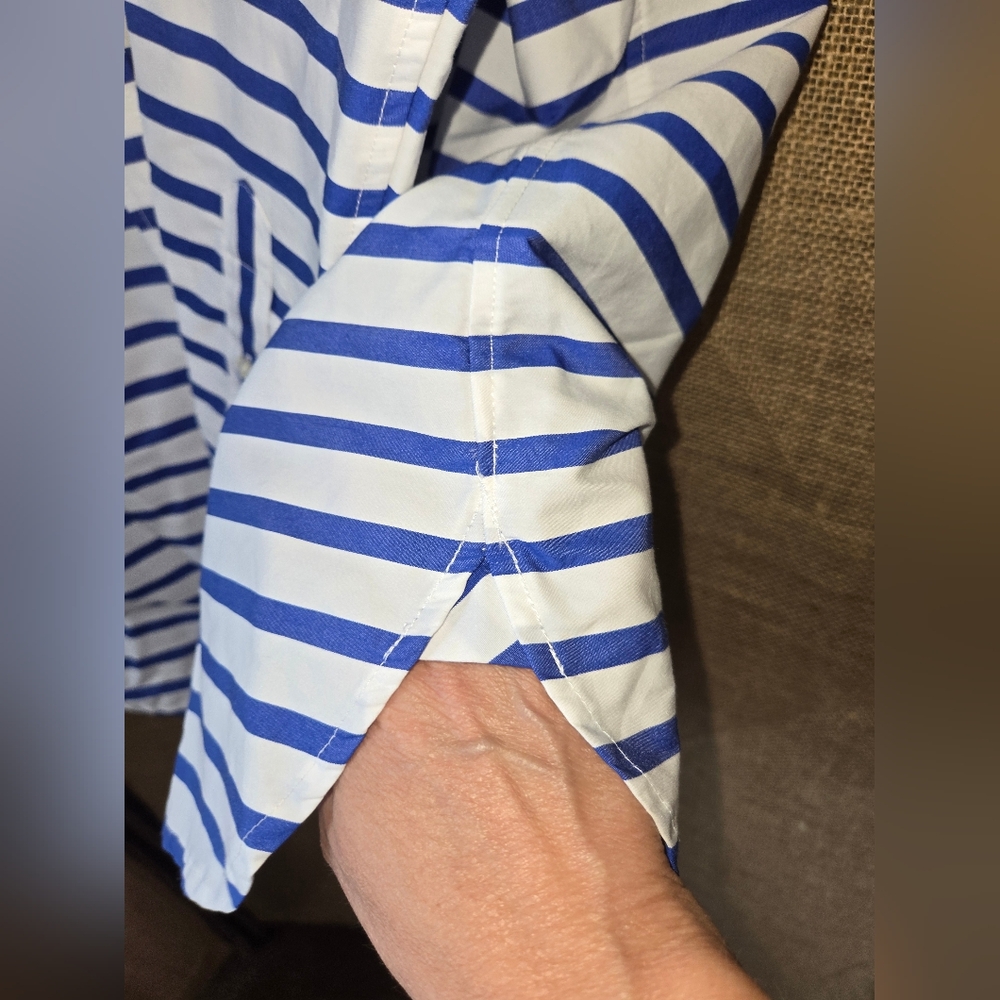 Women's Ralph Lauren Green Lable Blue and White Striped Shirt Size Large - Picture 6 of 12